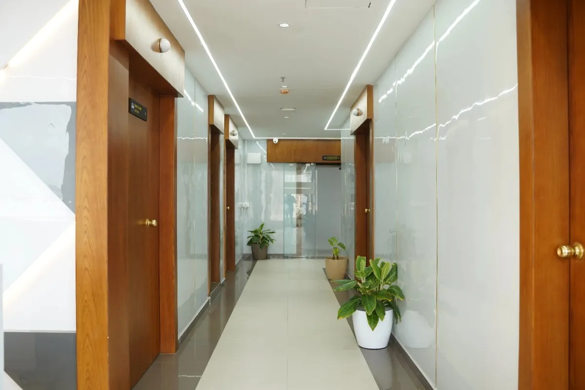 Sterile Inpatient Department corridor maintained by a HEPA-filtered HVAC system