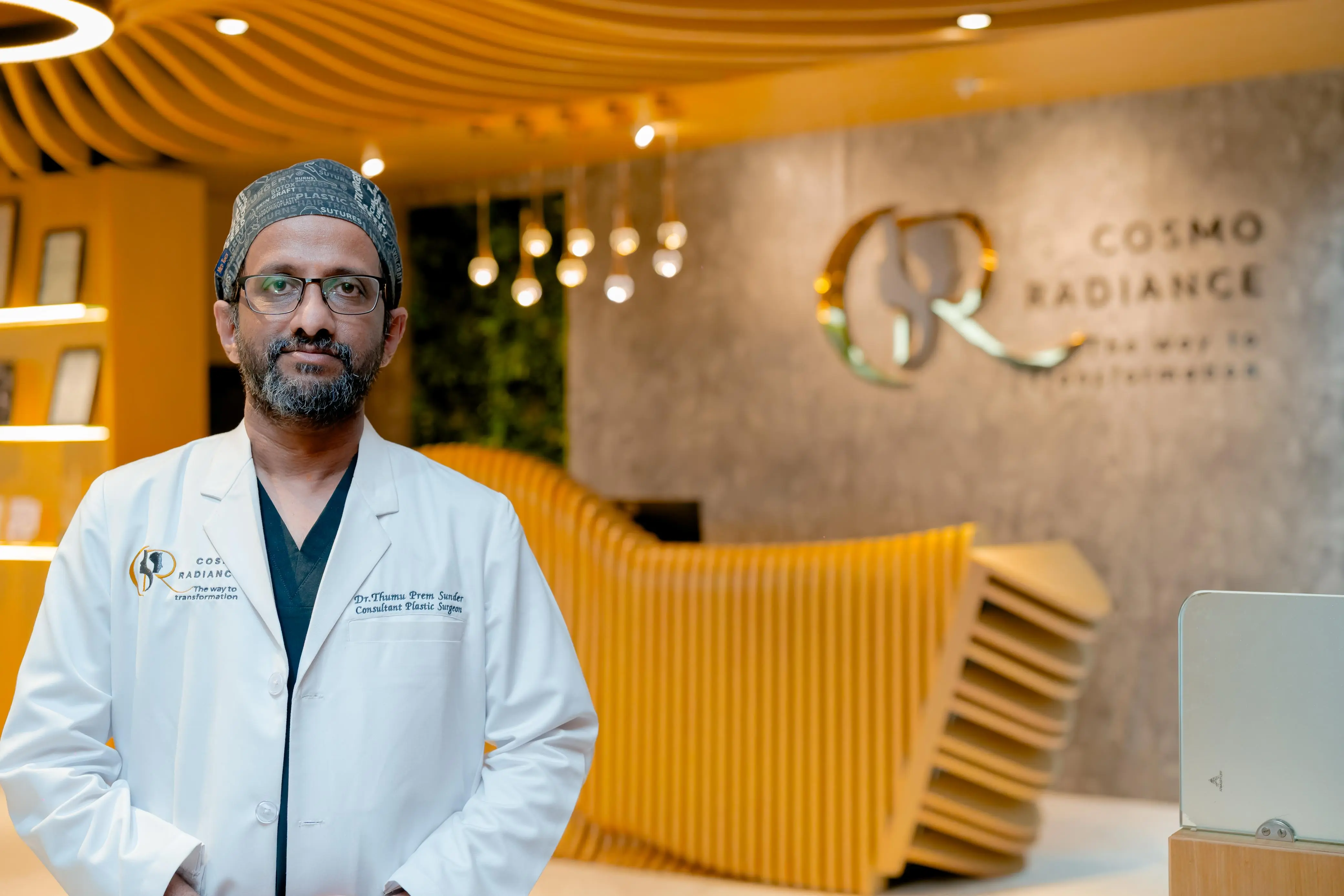 Dr. Prem Sunder Thumu, leading plastic surgeon and founder of Cosmo Radiance, India's largest integrated aesthetic center in Hyderabad.