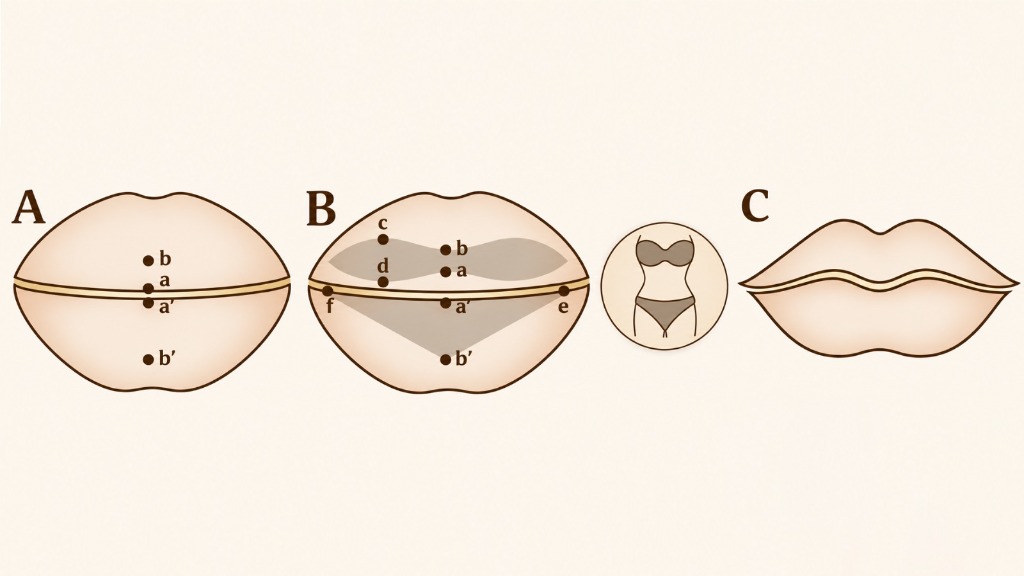 Brazilian Bikini lip reduction anatomical template design and surgical vectors Brazilian Bikini lip reduction anatomical template design and surgical vectors